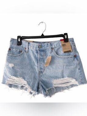 Levi’s 501 Distressed Denim Shorts NWT High Rise Button Fly 29